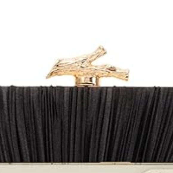 Black Clutch Purses for Women Evening Bag Pleated Clutch Bag with Chain - Picture 5 of 5